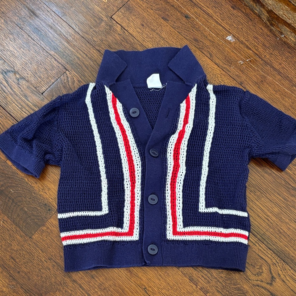 Navy Blue Kids button down with Red and White Stripes GAP